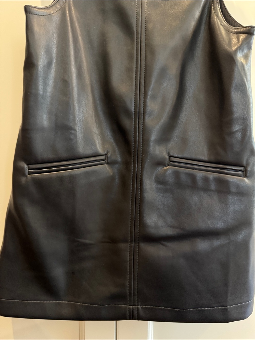Baby Gap Black Vegan Leather Jumper Dress Size 4 | Faux Leather Sleeveless Dress - Picture 6 of 15